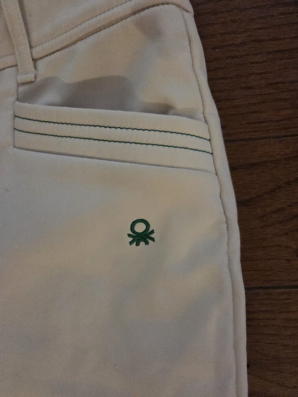 United Colors Of Benetton Cream Chinos with Green Stitching